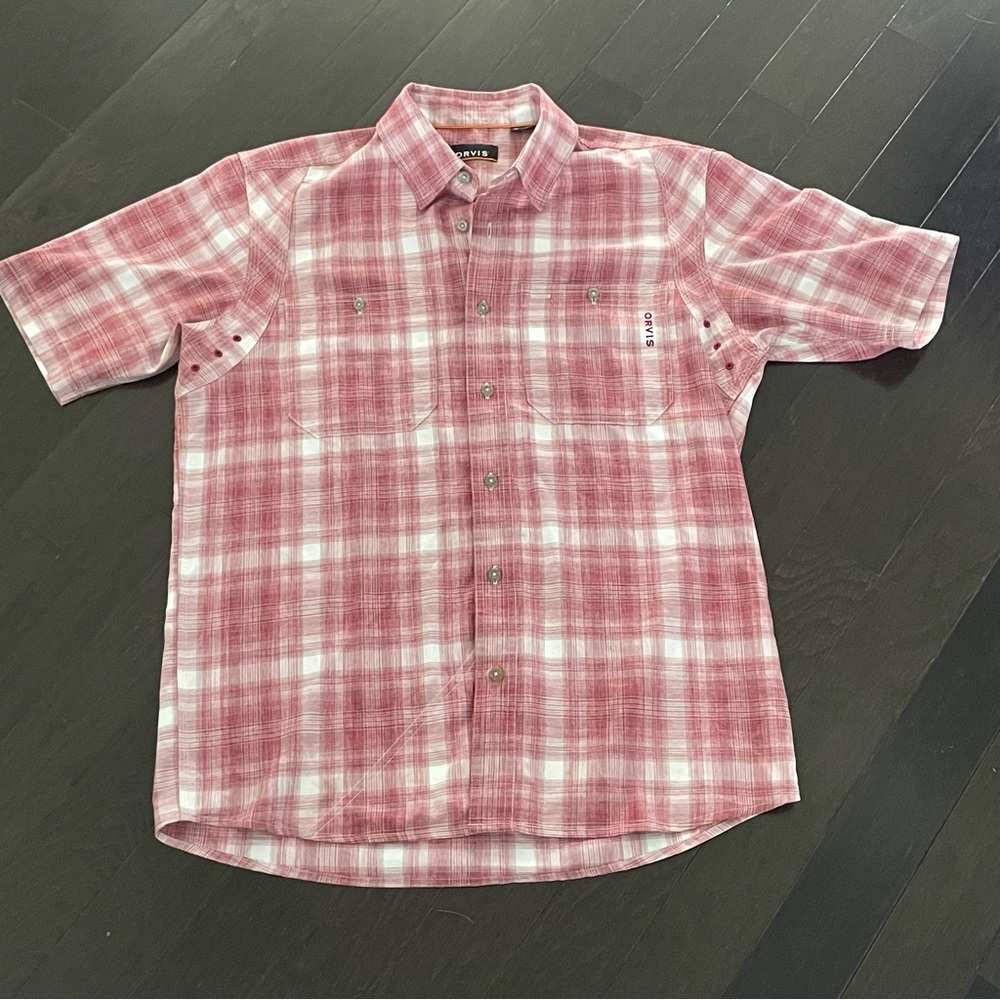 Orvis Trout Bum Plaid Button Front S/S Fishing Hiking Outdoor Shirt